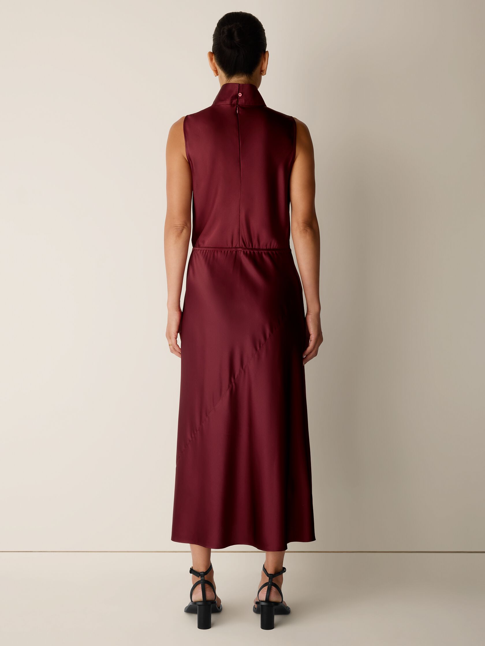 Stretch Silk Charmeuse Bias Cowl Neck Dress