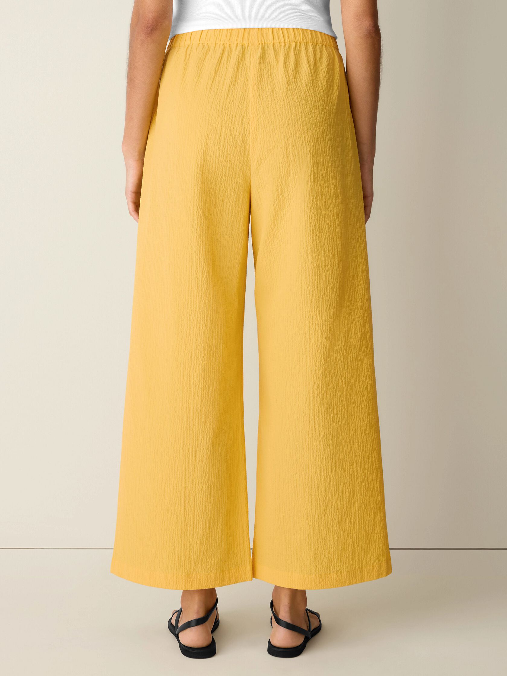 Organic Cotton Pucker Wide-Leg Pant