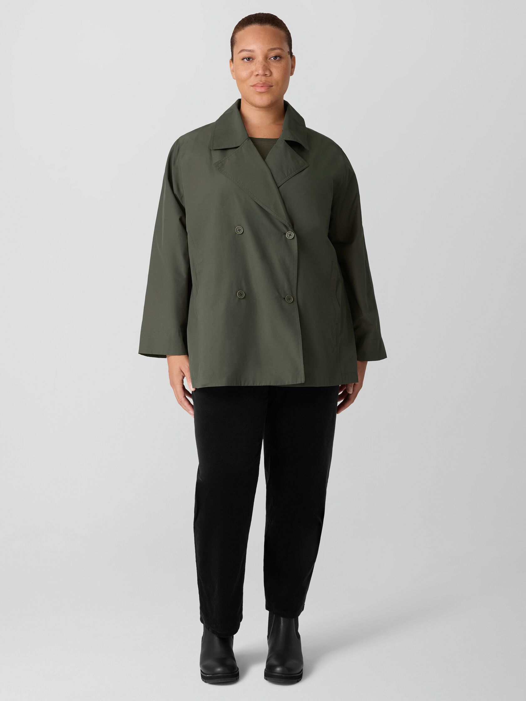 Light Cotton Nylon Short Trench Coat