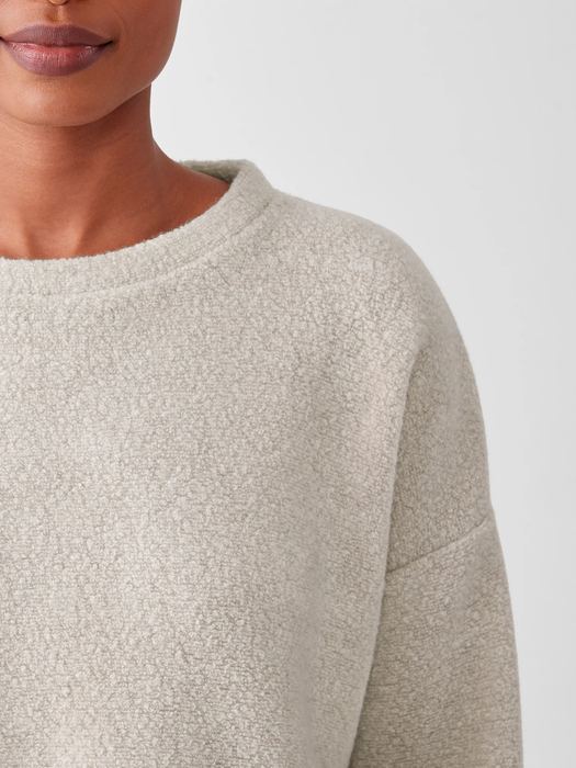 Boucle Wool Knit Crew Neck Box-Top