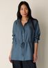 Silk Twill Band Collar Shirt
