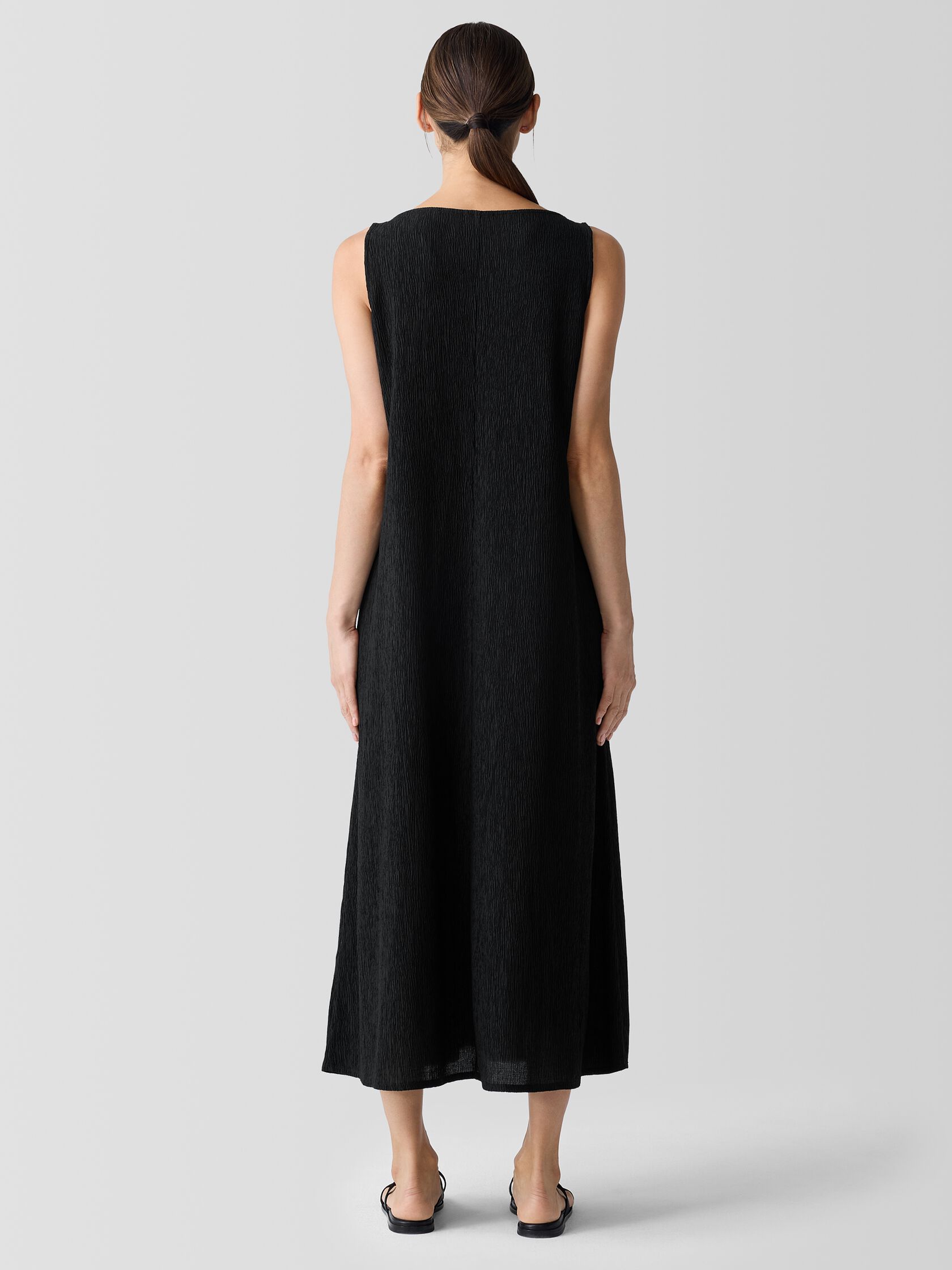 Woven Pliss&eacute; V-Neck Dress