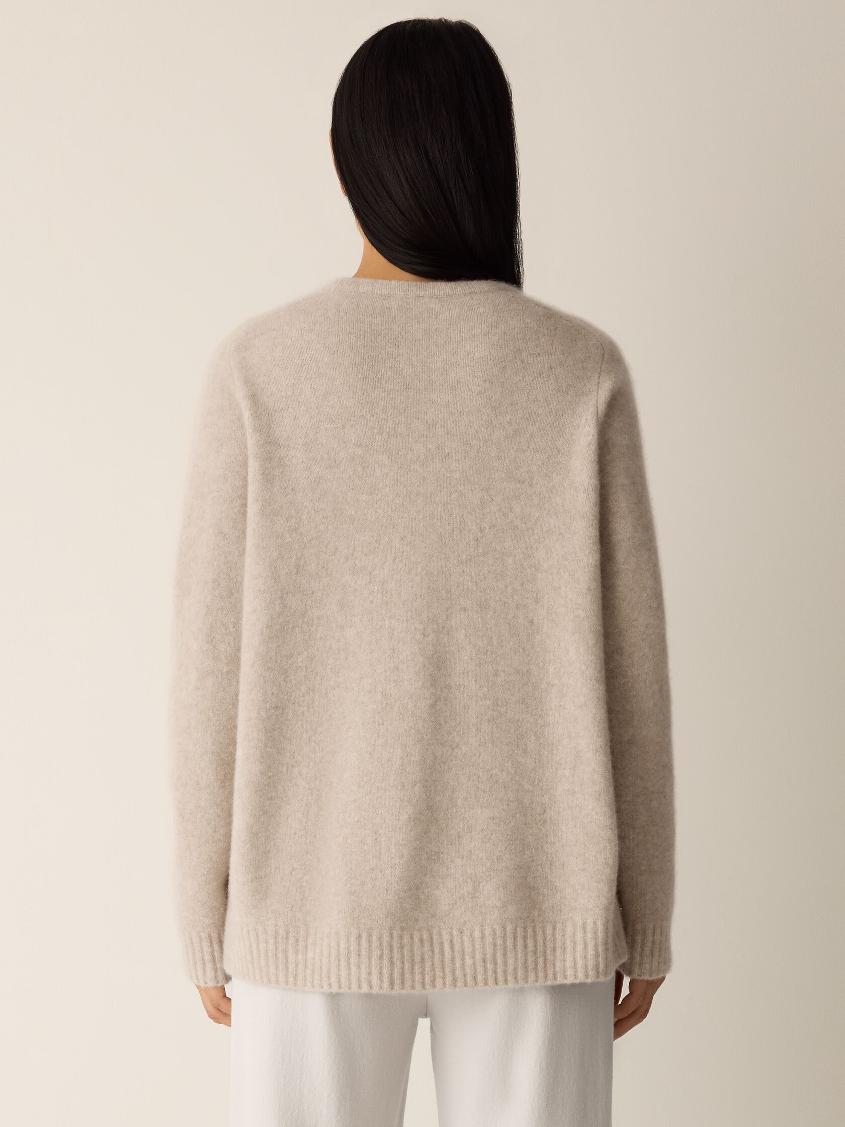 Cashmere Silk Boucle Bliss Crew Neck Long Top