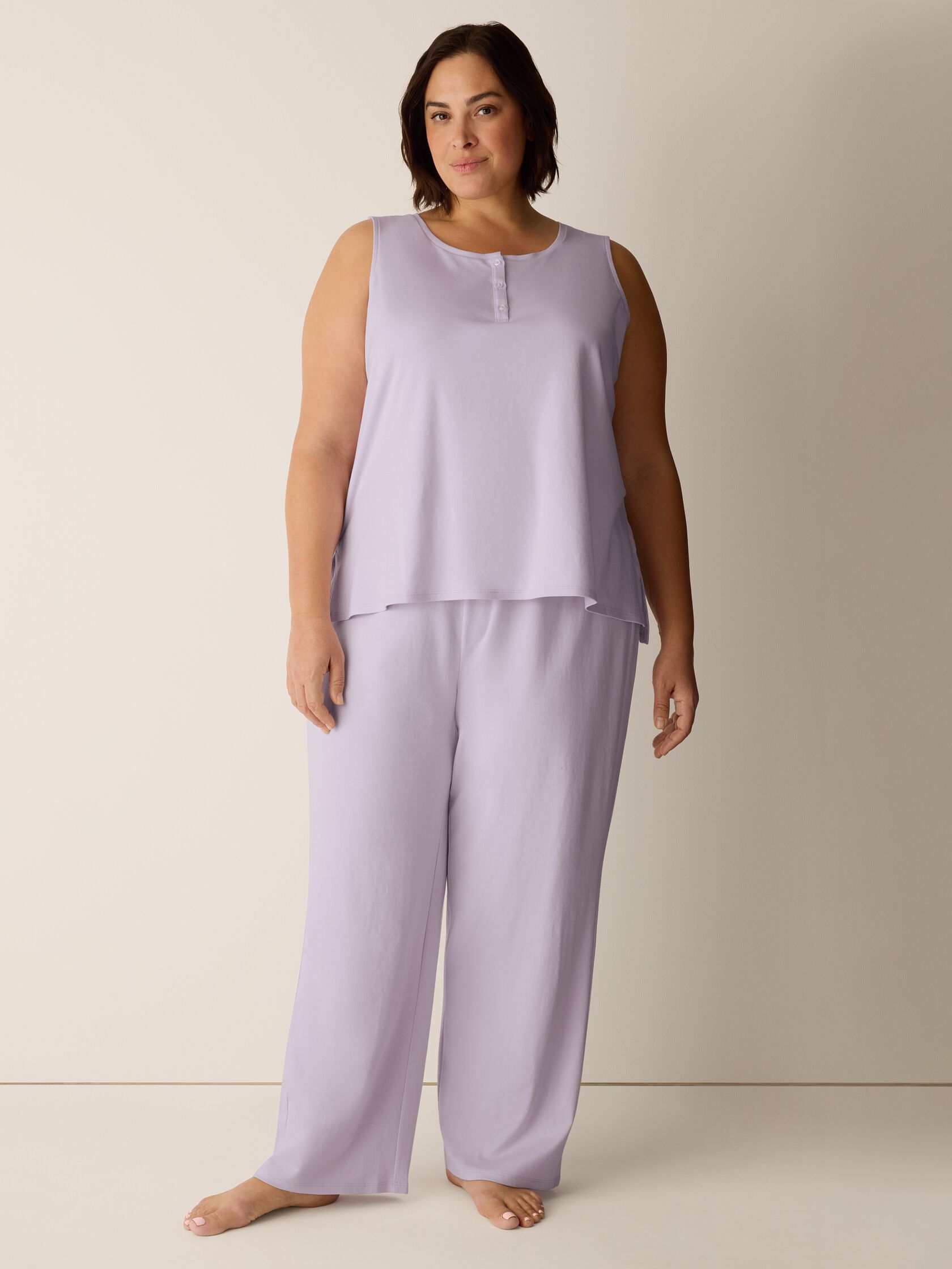 Organic Cotton Interlock Henley Sleep Tank