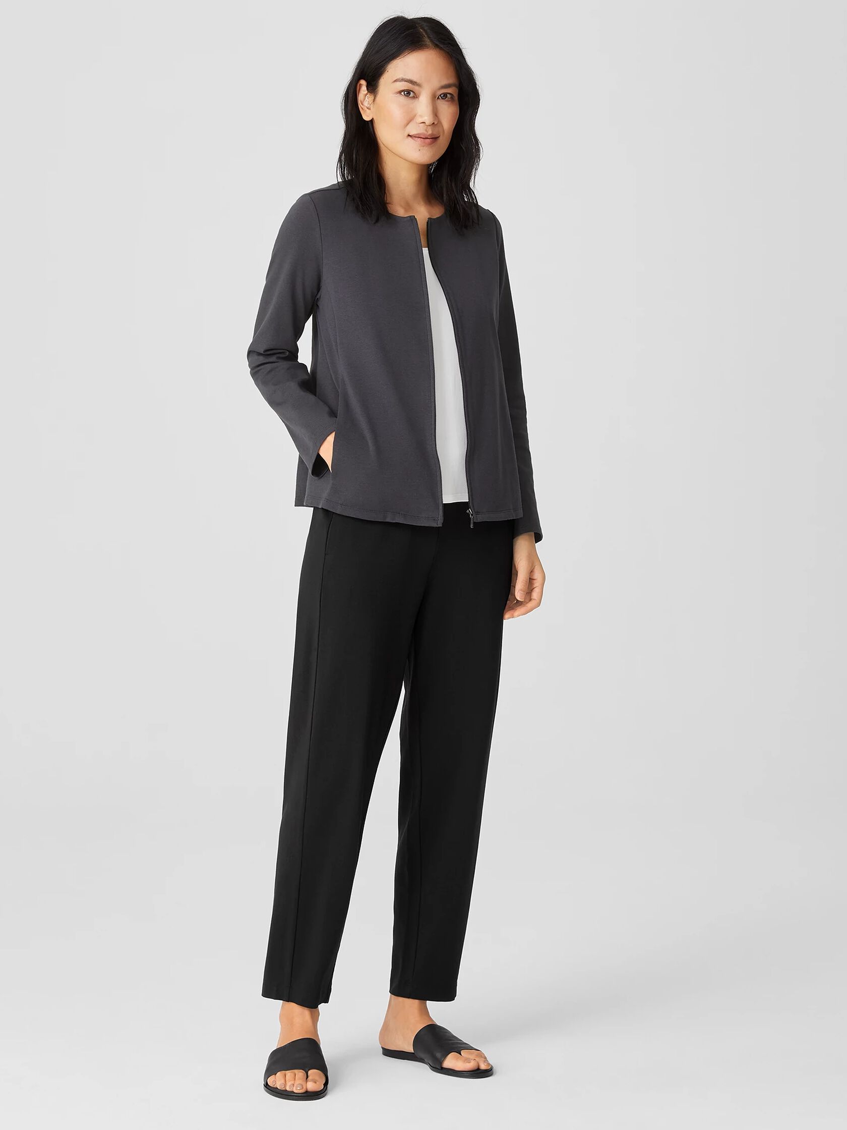 Organic Cotton Ponte Zip-Front Jacket