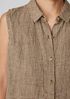 Puckered Organic Linen Sleeveless Shirt