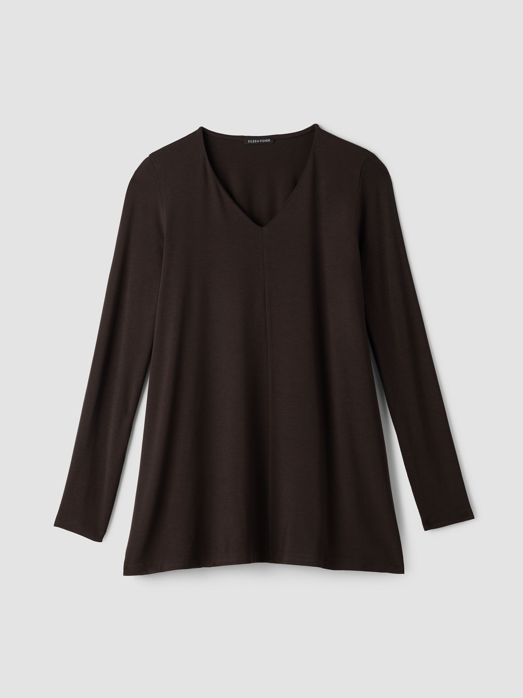 Fine Stretch Jersey Knit V-Neck Long Top