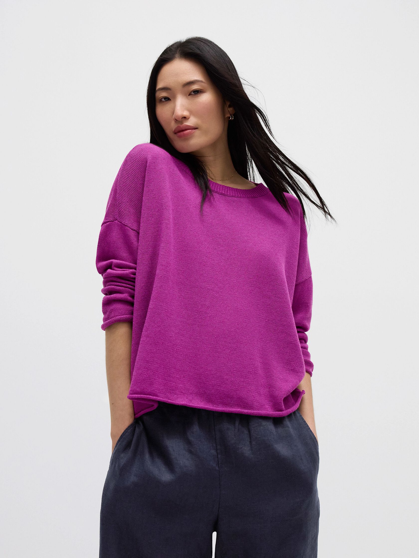 Organic Linen Cotton Crew Neck Top