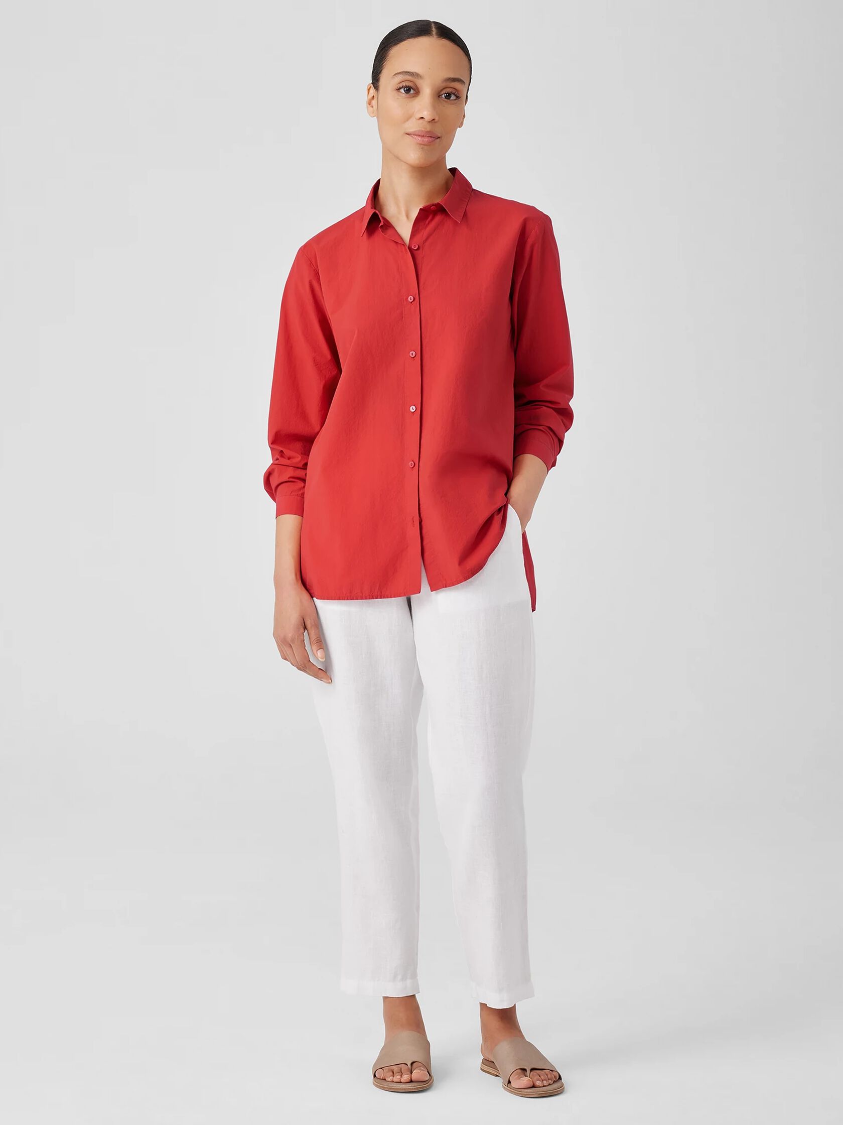 Washed Organic Cotton Poplin Classic Collar Shirt