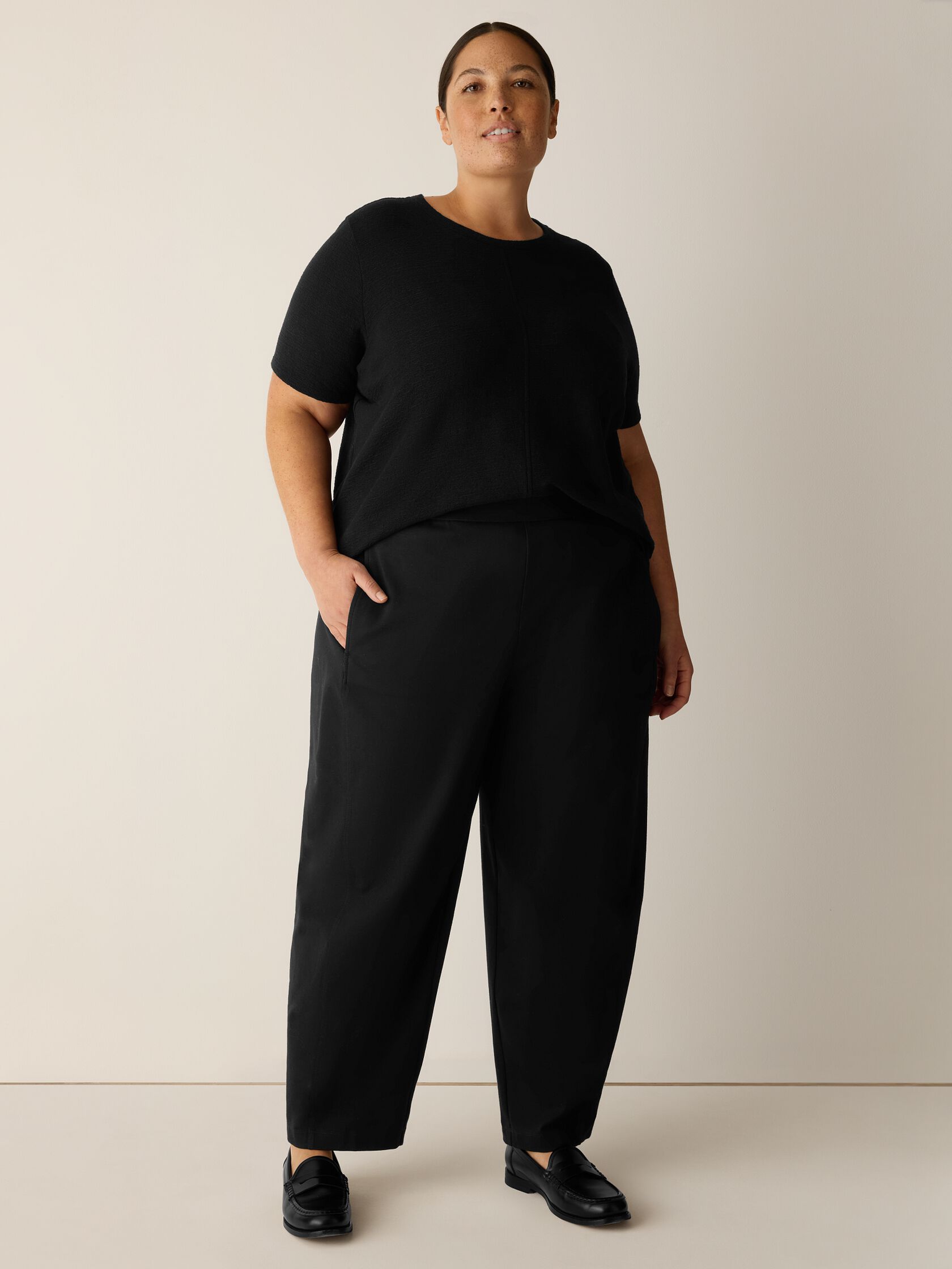 Cotton Blend Ponte Lantern Pant