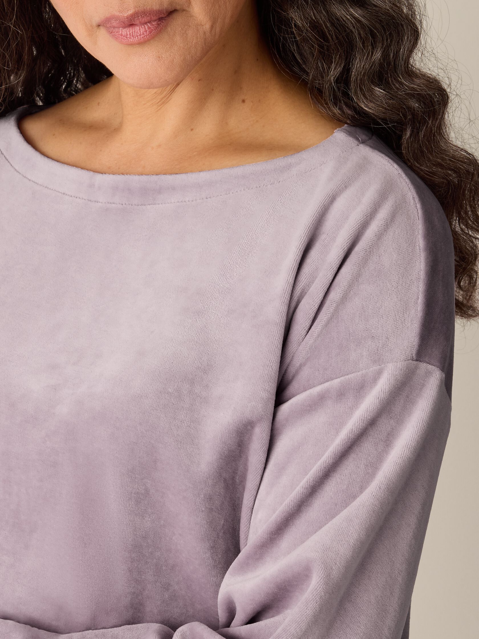 Cozy Velour Knit Bateau Neck Top
