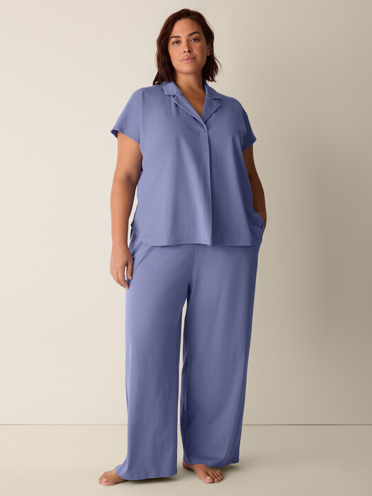 Organic Cotton Interlock Notch Collar Sleep Shirt