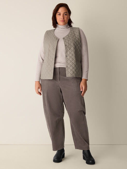 Eggshell Recycled Nylon Quilted V-Neck Vest