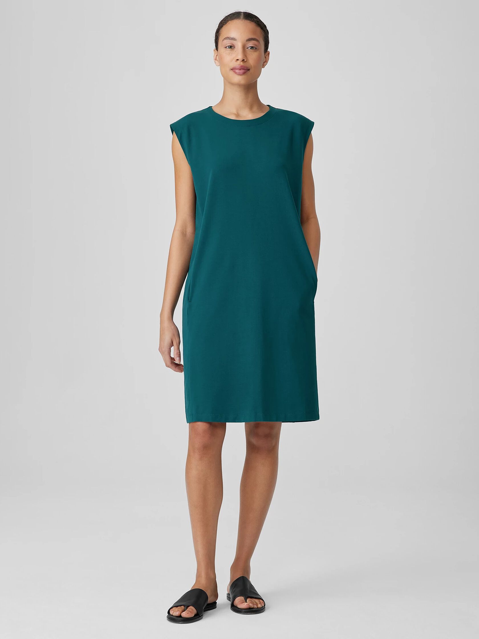 Pima Cotton Stretch Jersey Round Neck Dress