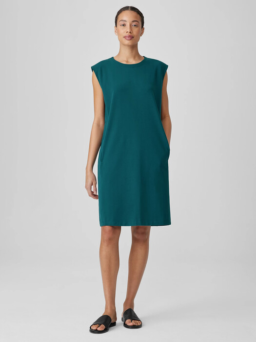 Pima Cotton Stretch Jersey Round Neck Dress