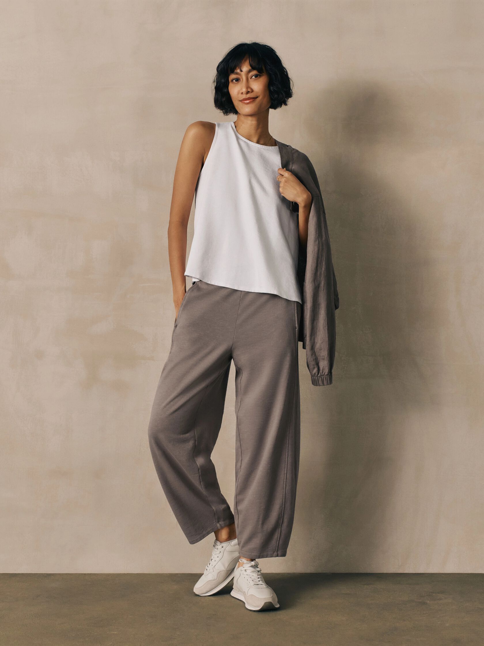 Garment-Dyed Organic Cotton Terry Lantern Pant