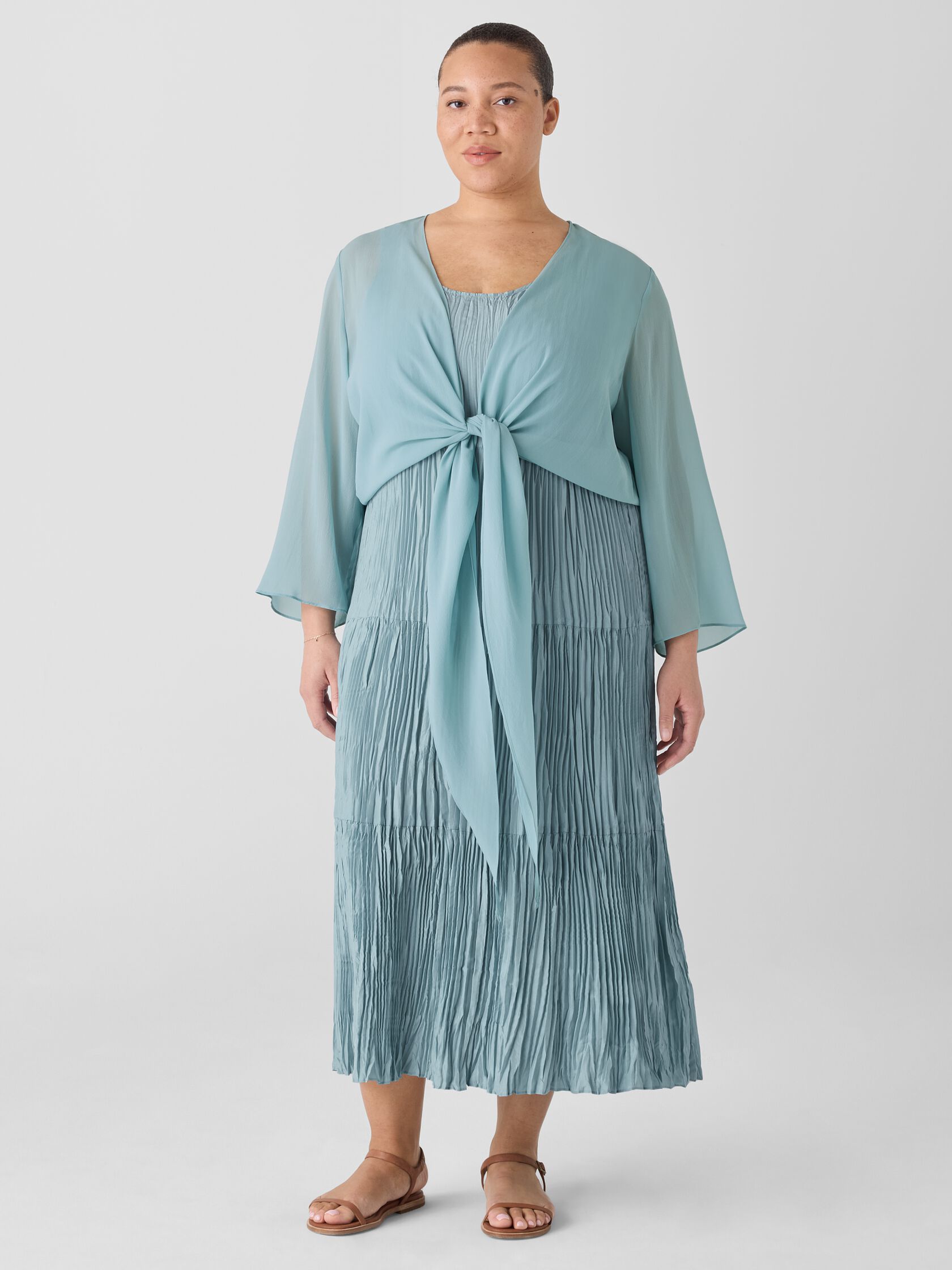 Sheer Silk Georgette Tie Jacket