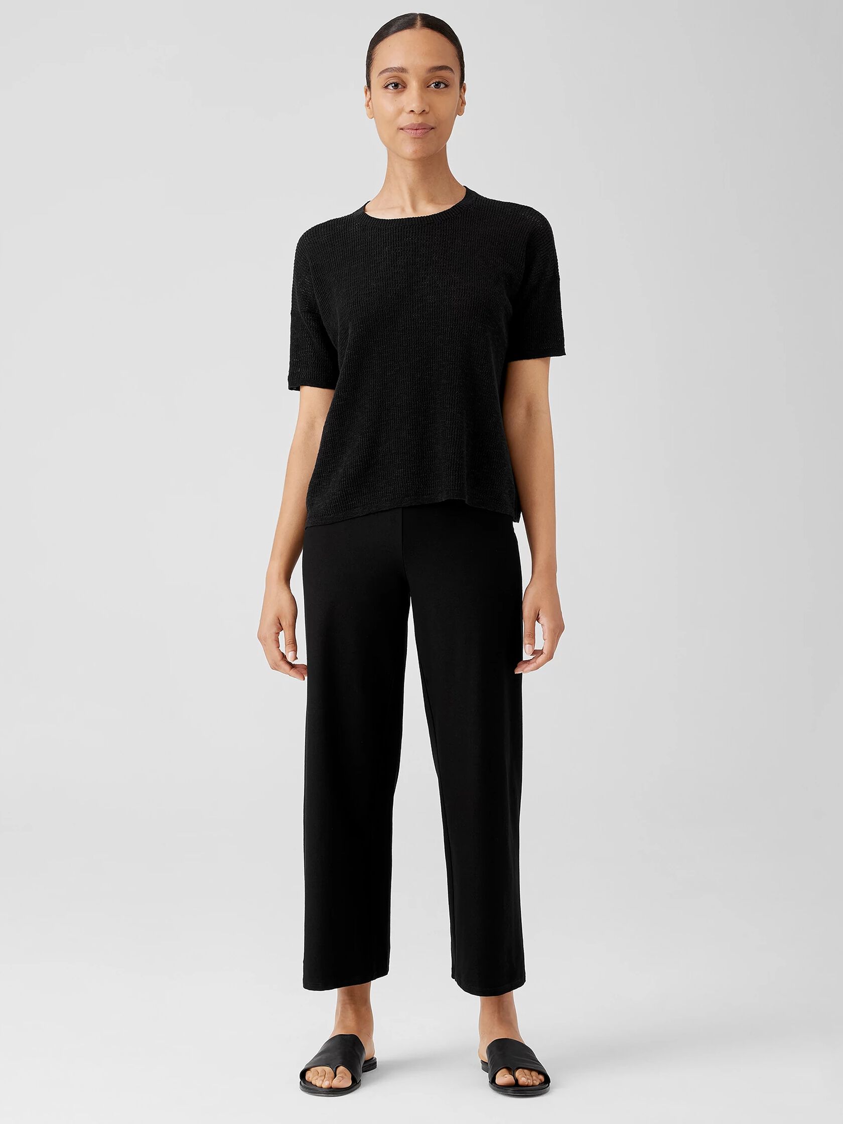Organic Cotton Linen Slub Jewel Neck Top