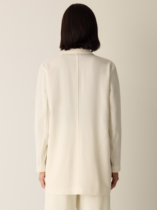 Stretch Wool Crepe Long Blazer