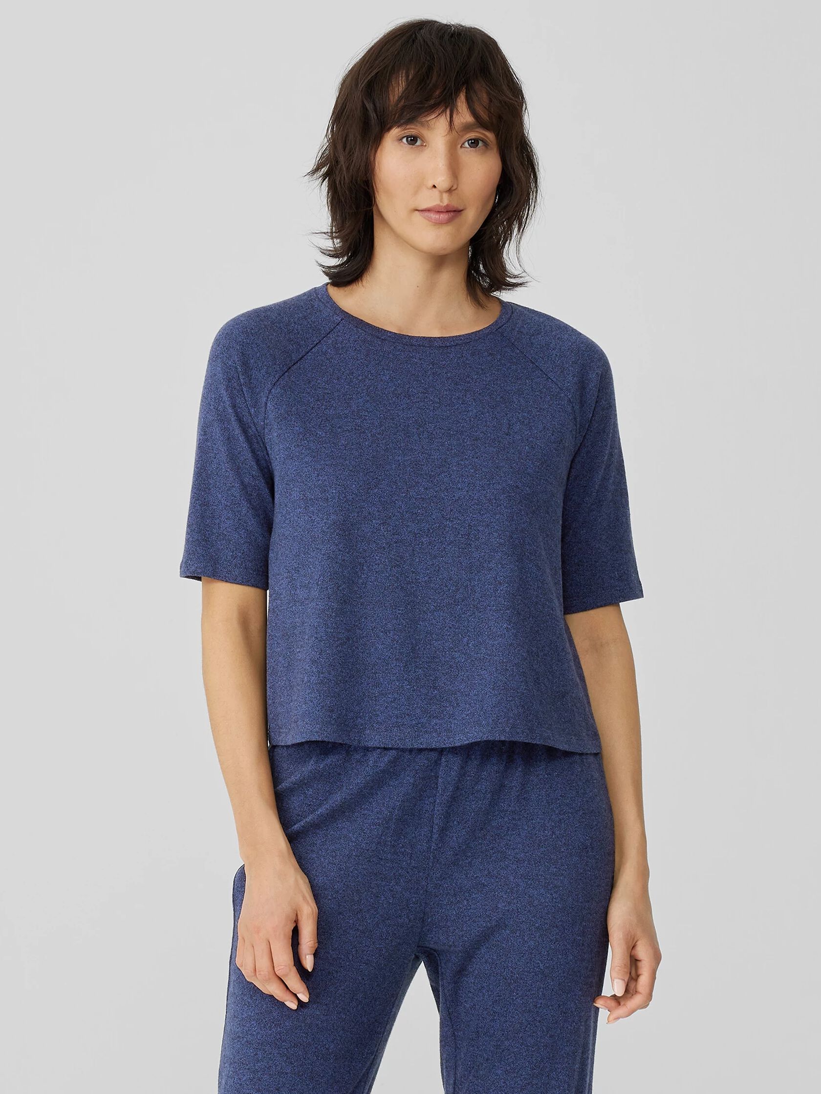 Cotton Hemp Melange Crew Neck Top