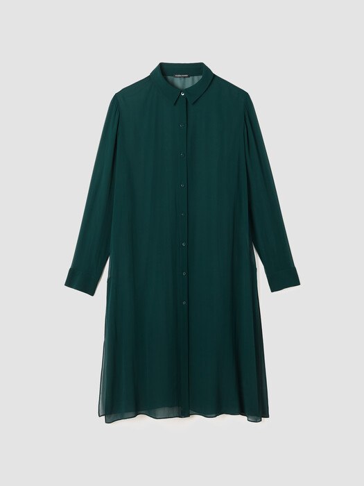 Sheer Silk Georgette Classic Collar Long Shirt