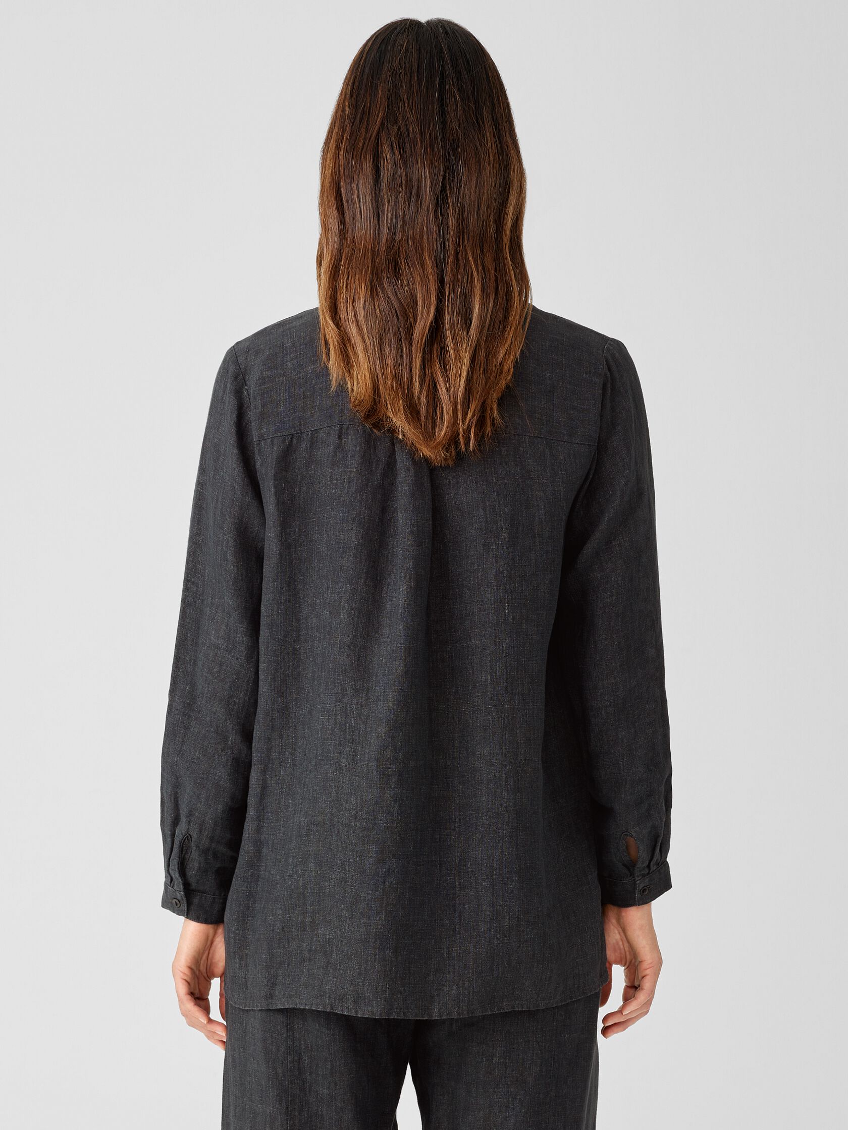 Washed Organic Linen Delave Classic Collar Shirt