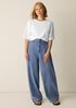 Cotton Stretch Denim Roomy Wide Trouser