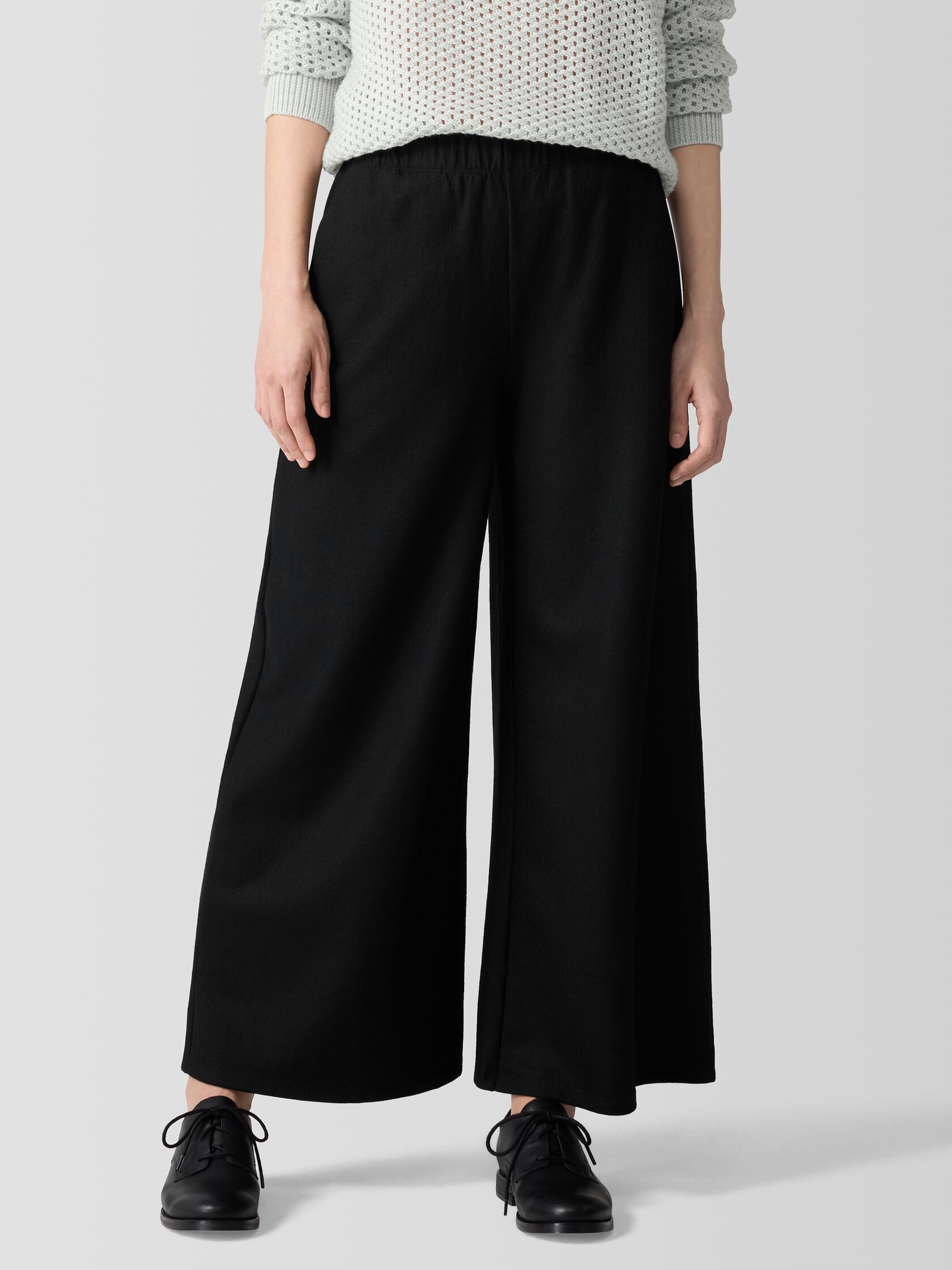 Felted Wool Jersey Wide-Leg Pant in Regenerative Wool