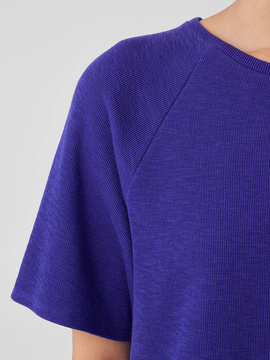 Organic Cotton Slubby Rib Knit Elbow-Sleeve Top