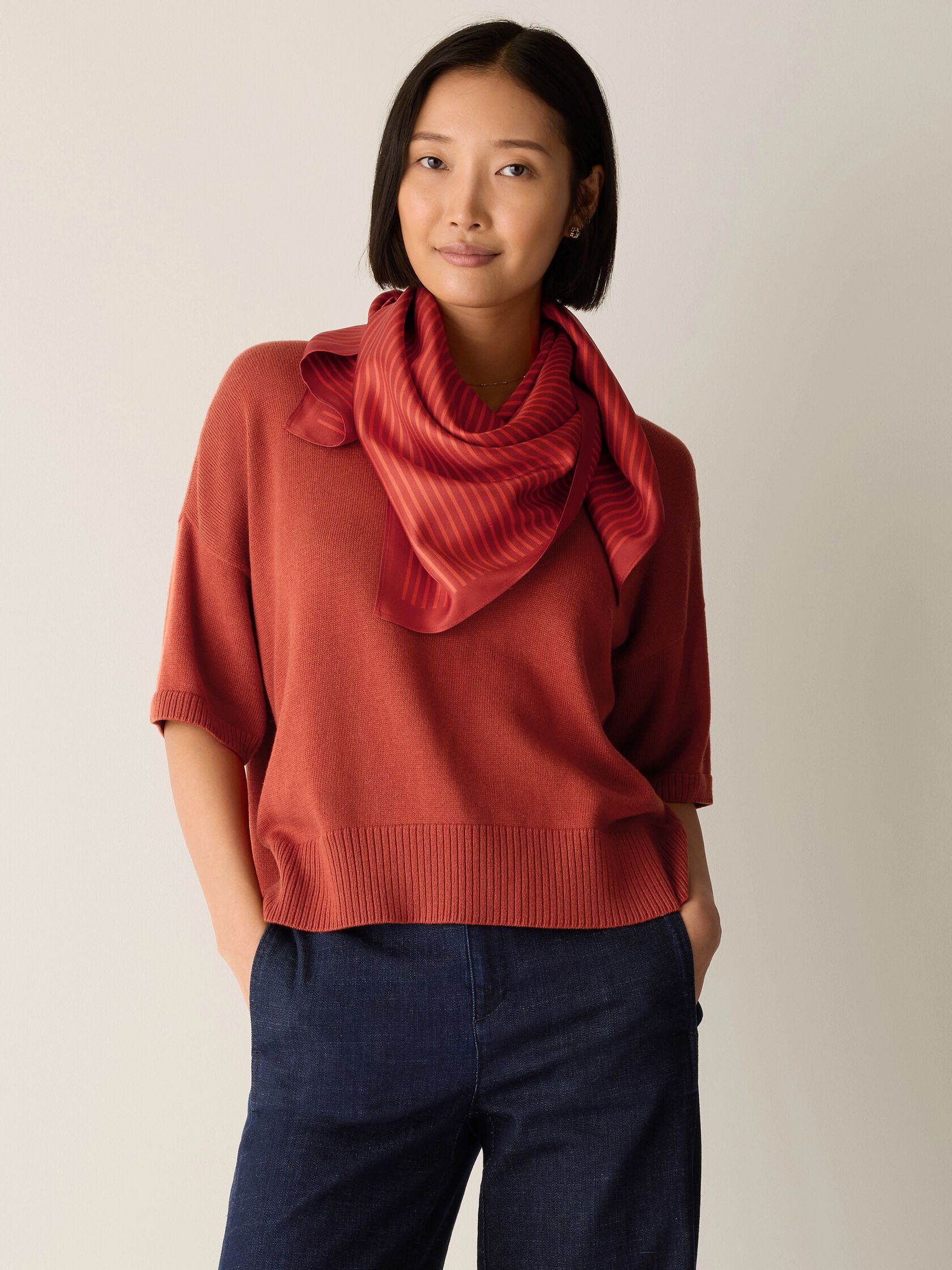 Striped Silk Twill Scarf