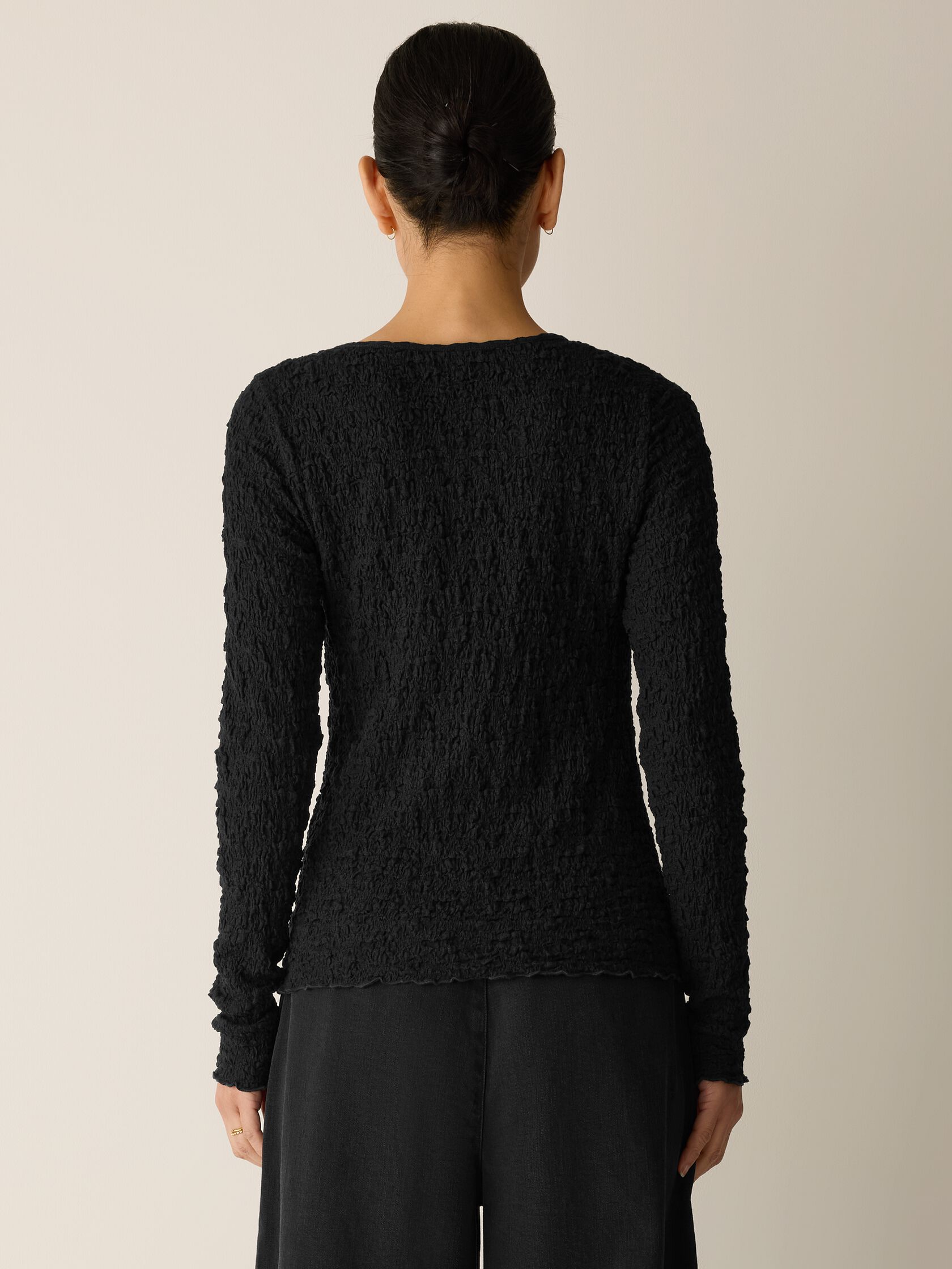 Bubble Jacquard Round Neck Top