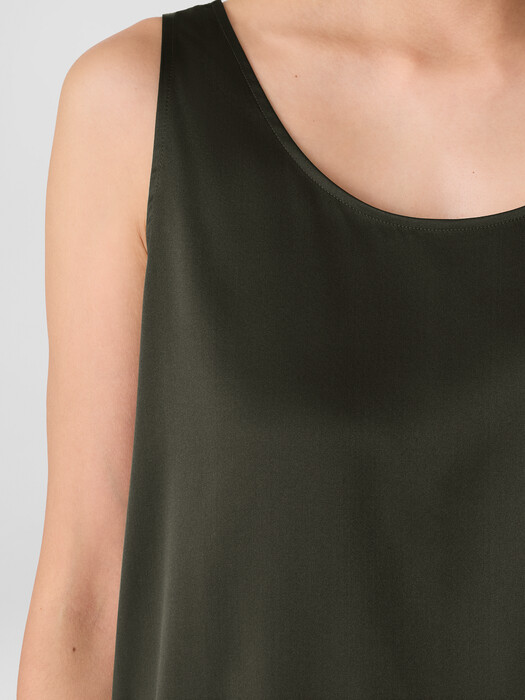 Stretch Silk Charmeuse Scoop Neck Tank