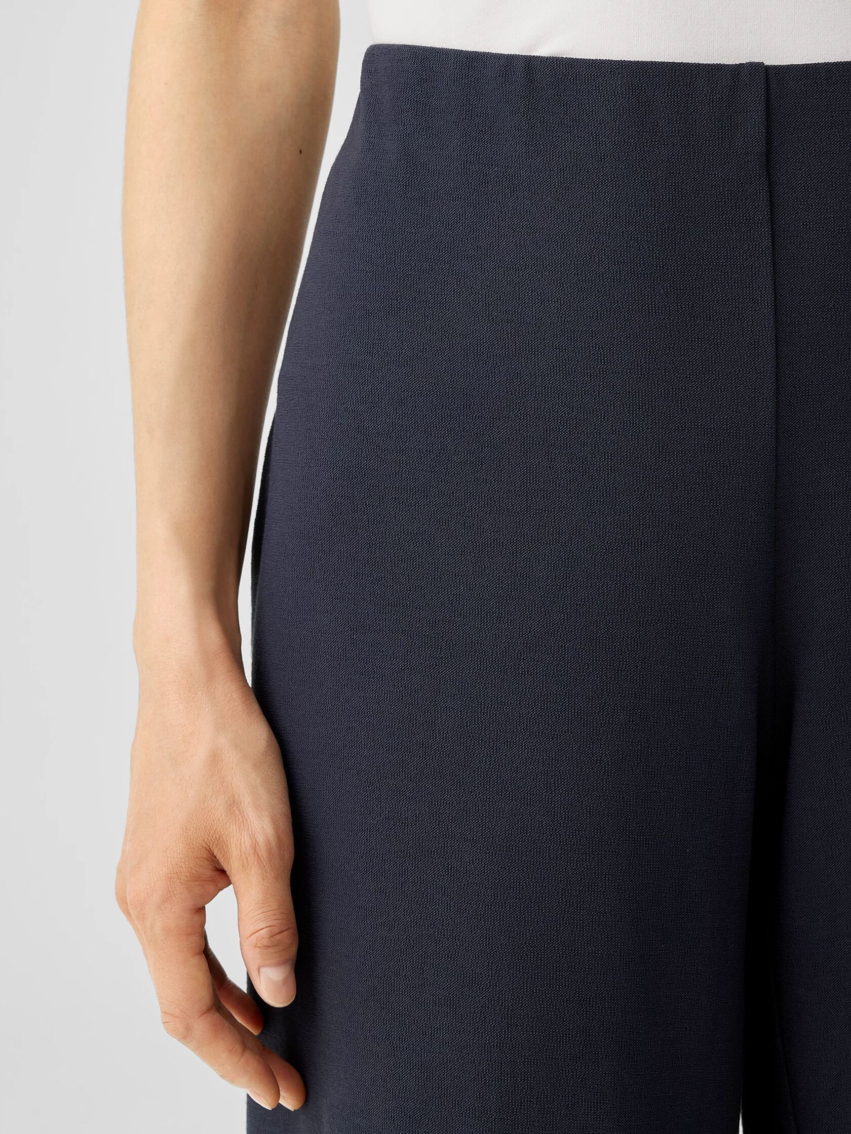 Washable Stretch Crepe High-Waisted Wide Pant