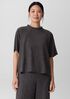 Woven Plissé Mock Neck Top