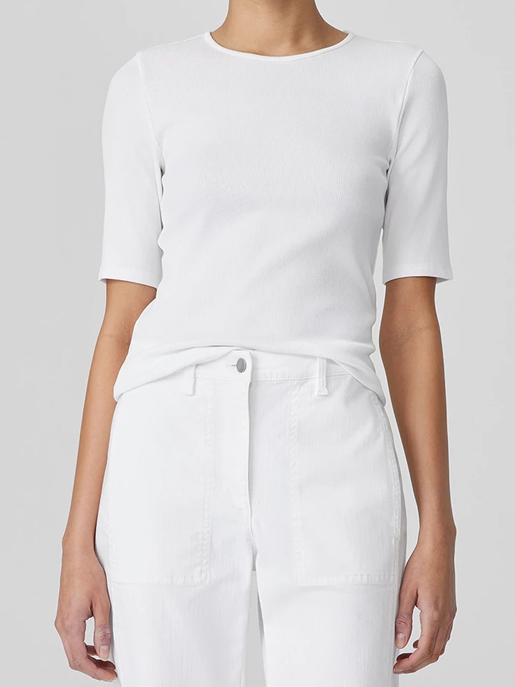 Organic Cotton Stretch Rib Crew Neck Tee