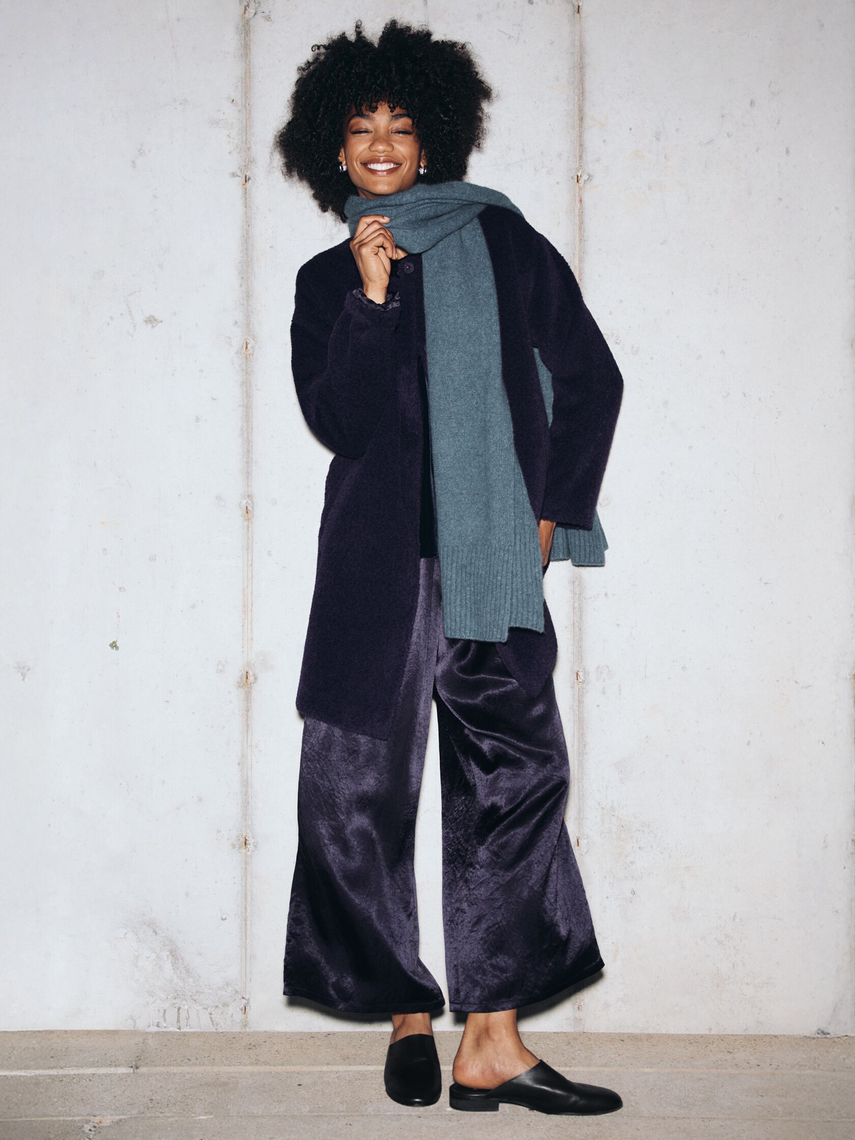 Textured Satin Wide-Leg Pant