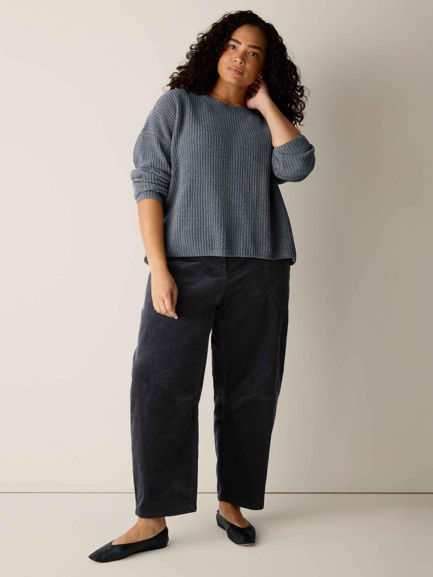 Organic Cotton Chenille Crew Neck Top