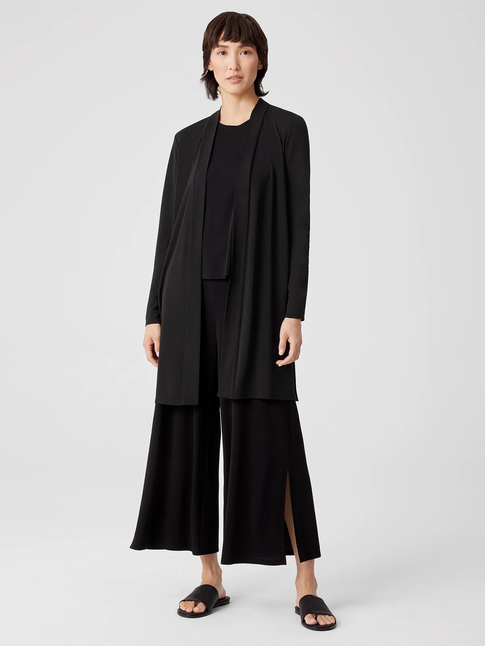 Stretch Silk Jersey High Collar Jacket