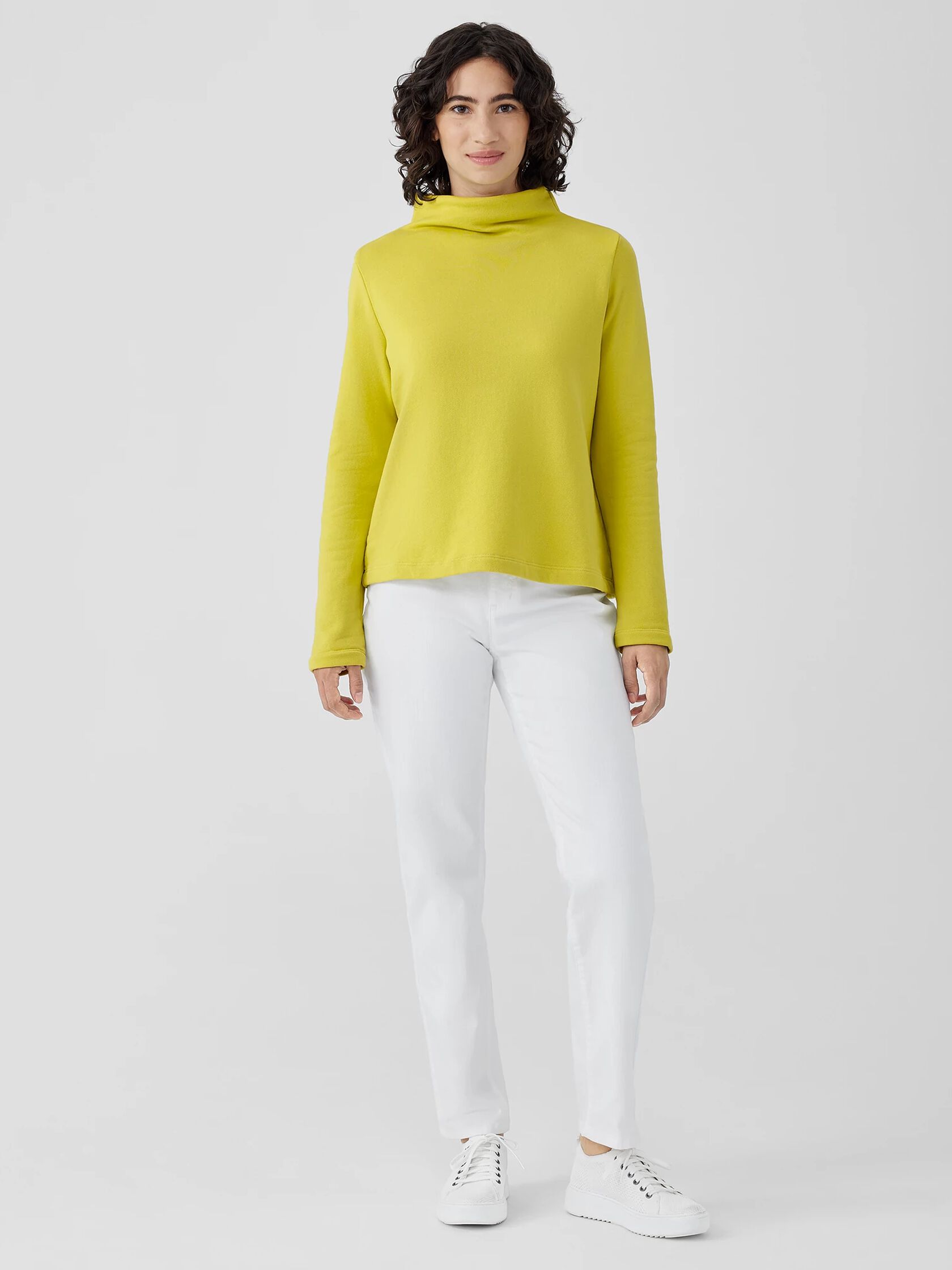 Organic Cotton French Terry Funnel Neck Top
