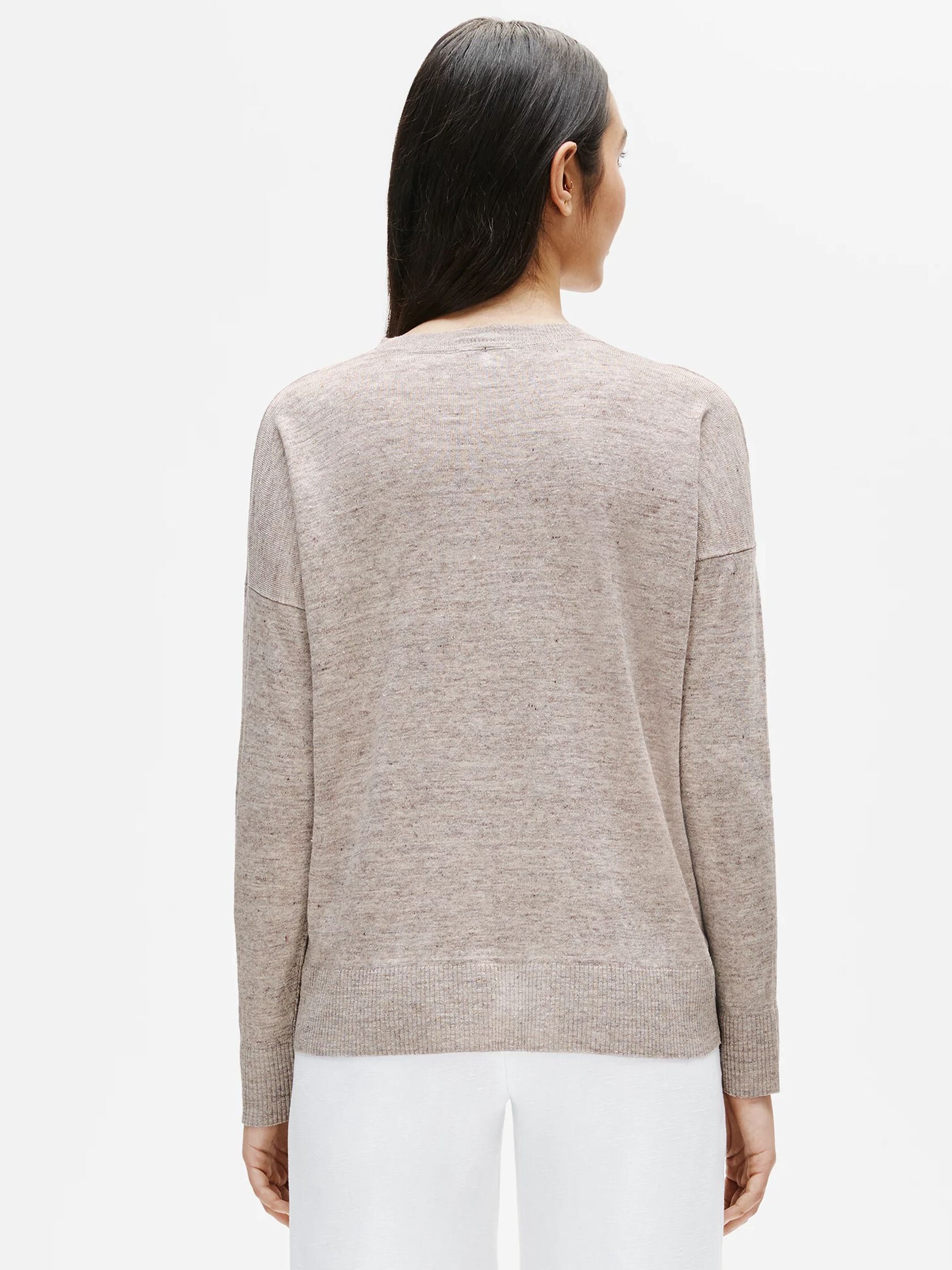 Organic Linen Melange V-Neck Box-Top