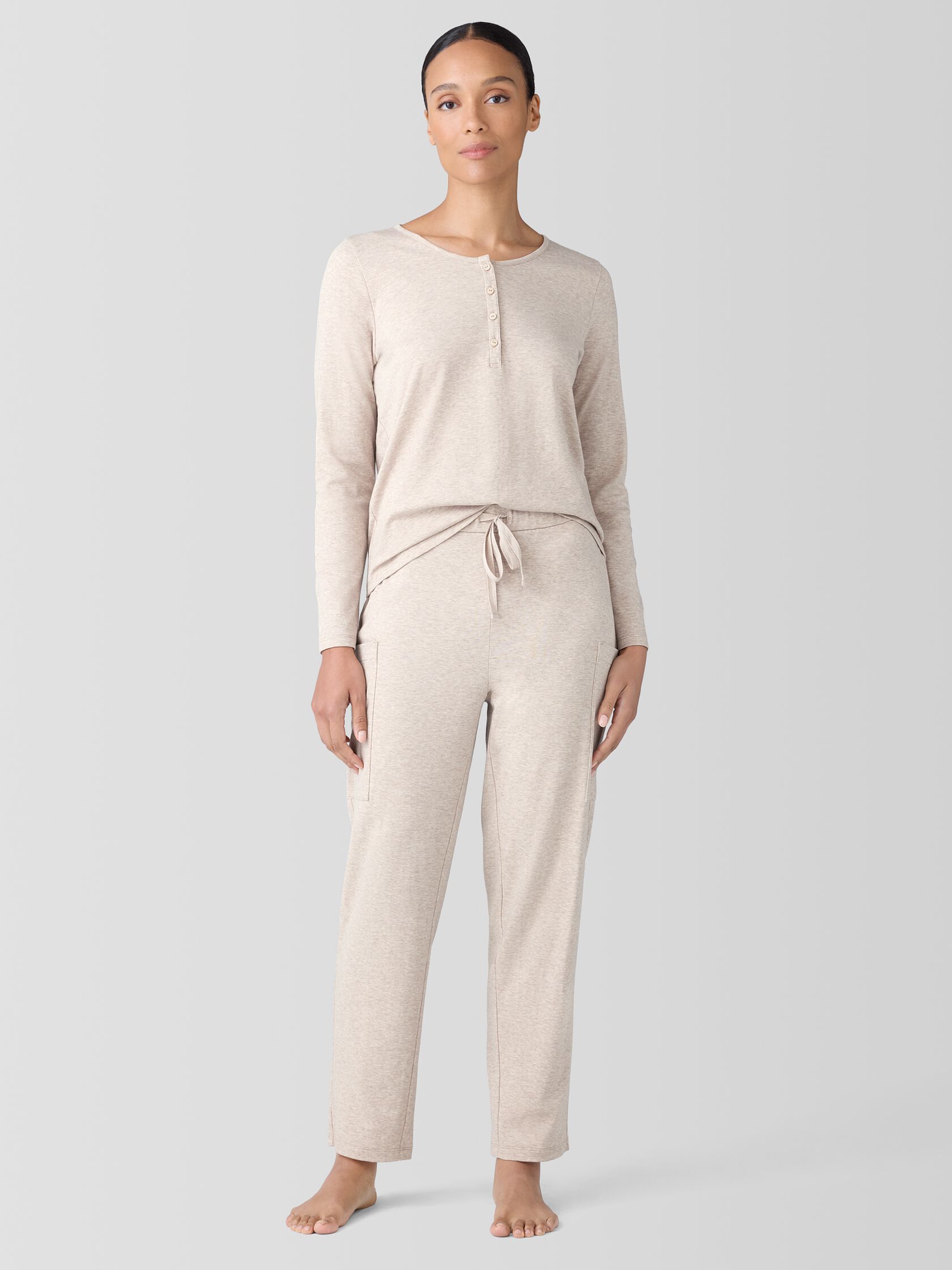 Mélange Organic Cotton Interlock Slouchy Sleep Pant