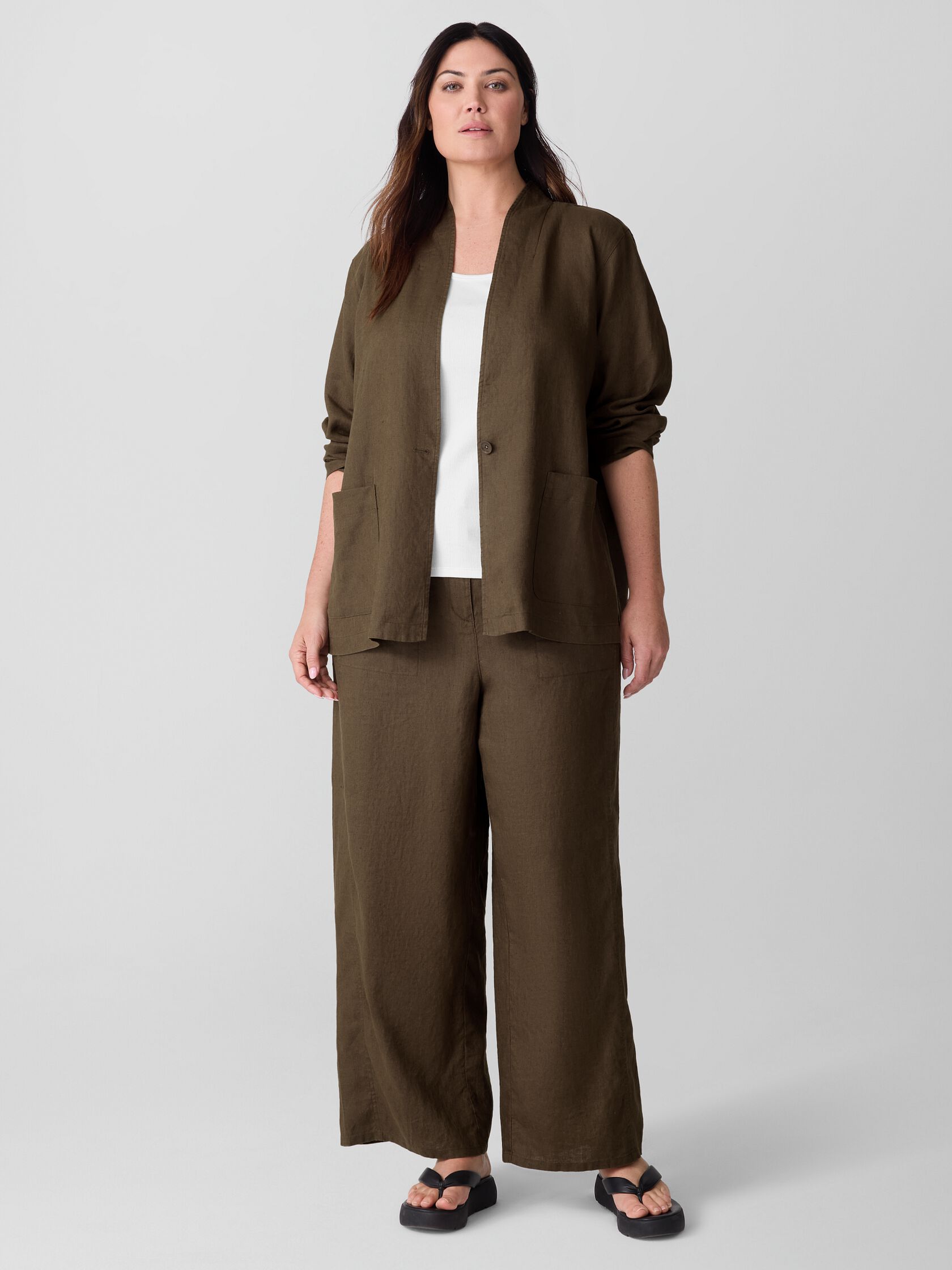 Organic Linen High Collar Jacket