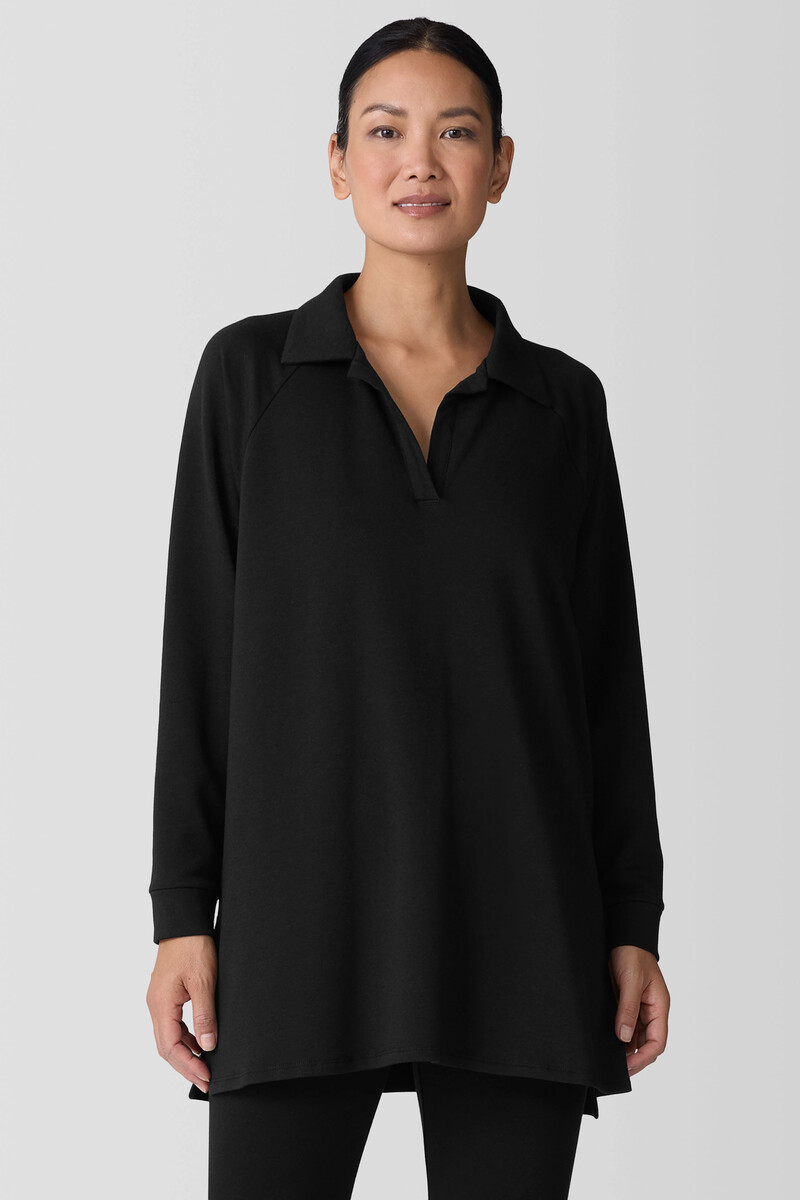 Cozy Brushed Terry Hug Henley Long Top Cozy Brushed Terry Hug Henley Long Top