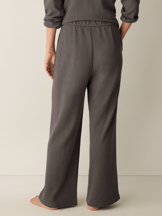 Waffle Cotton Blend Doubleknit Wide-Leg Pant