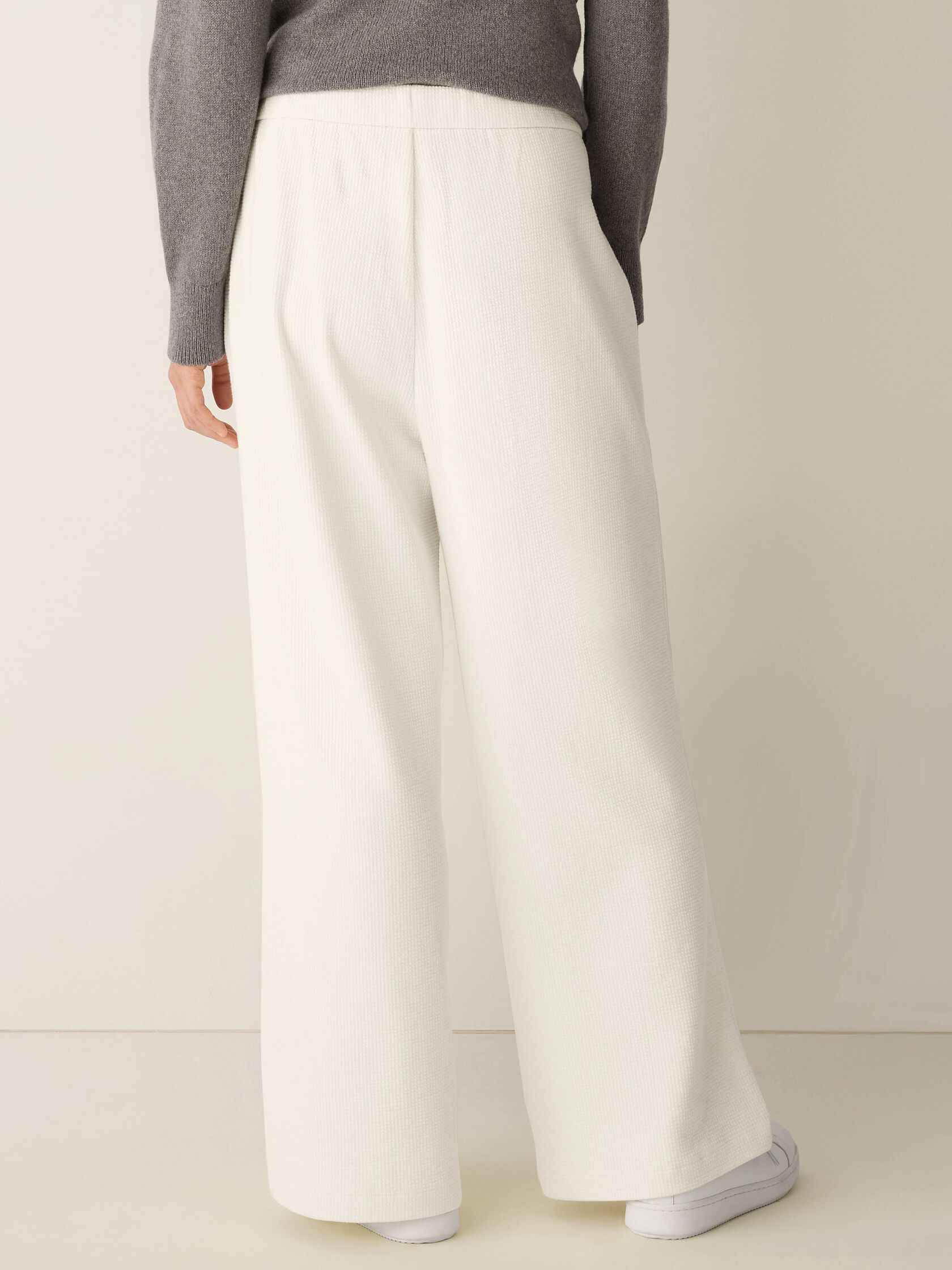 Waffle Cotton Blend Doubleknit Wide-Leg Pant