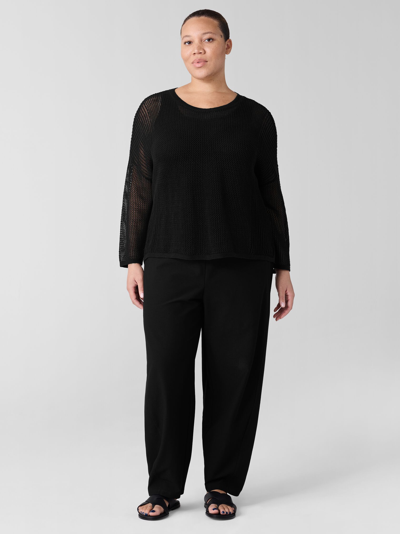 Organic Linen Cotton Cord Crew Neck Top