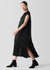 Striated Silk Satin Bateau Neck Dress