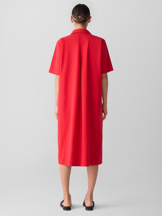 Washed Organic Cotton Poplin Split Neck Dress