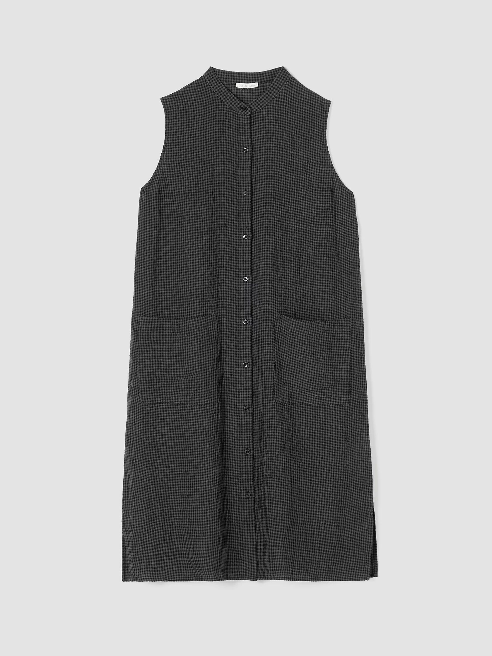 Puckered Organic Linen Sleeveless Dress