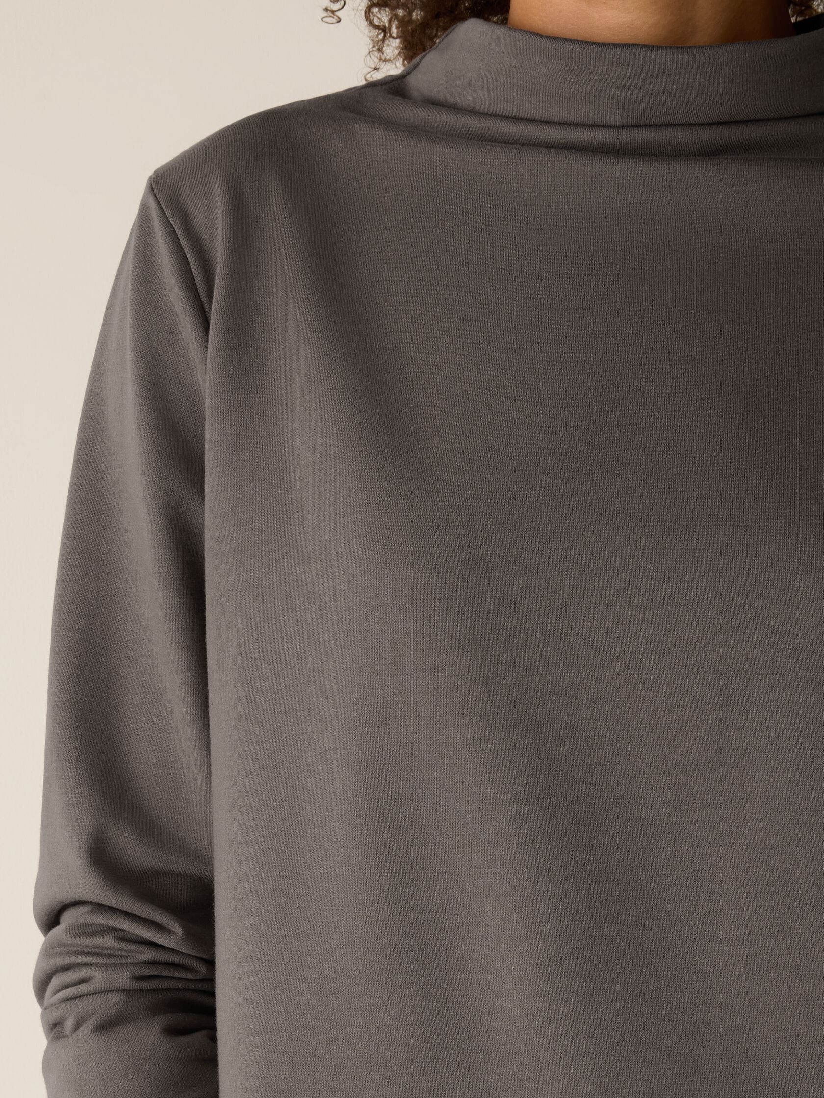 Cozy Brushed Terry Hug Funnel Neck Top